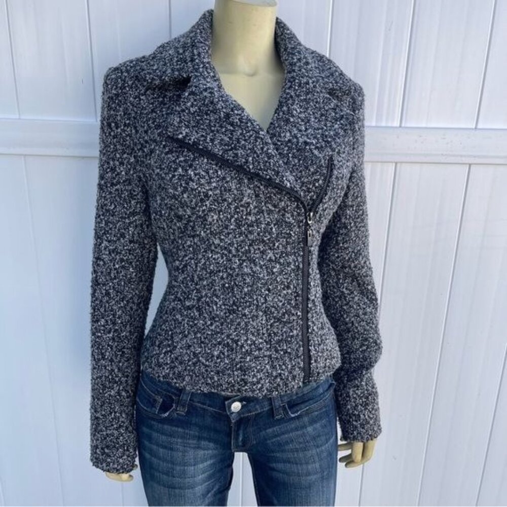 Forever 21 Dark Gray Tweed Motto Jacket Size M